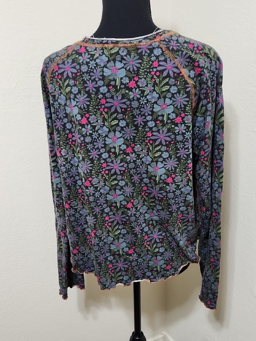 Natural Life Lily Cotton Long Sleeve Tee Shirt Dark Blue Garden Sz XL - Picture 9 of 11